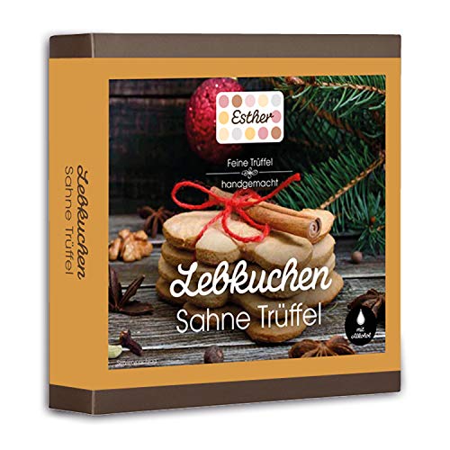 Esther 9er Lebkuchen Präsentpackung mit Alkohol | 100g Trüffel und Pralinen mit Alkohol mit Lebkuchen Geschmack | Geschenk für Freunde, Familie, Großvater, Großmutter zum Advent oder Weihnachten von Esther Confiserie