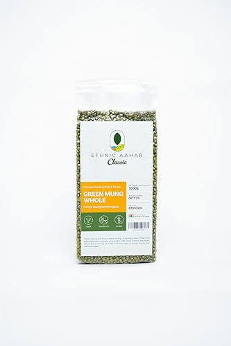 Ethnic Aahar Classic Grüne Mungbohnen, Ganz, 1000g, Premium-Qualität von Ethnic Aahar