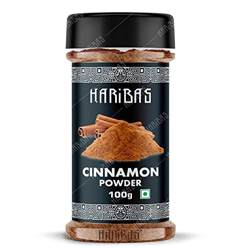 HARIBAS 100% Organic & Premium Cinnamon Powder 100gm, (Cassia Cinnamon/Dalchini Powder) Flavorful for Cooking, Natural Immunity Booster, Good for Weight Loss (100gm JAR) von Ethnic Choice