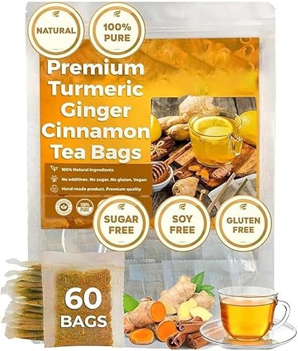 Natural Turmeric Ginger Cinnamon Tea Bags,Hand-made Blend of Turmeric, Cinnamon Blend Tea Bags,TURMERIC Ginger Herbal Tea.No Sugar,No Caffeine,No Gluten,Vegan (1) von Eunmsi