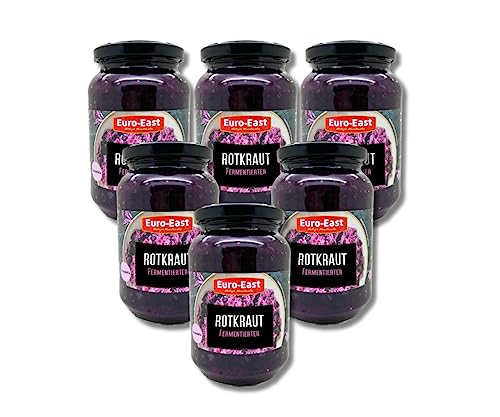 Euro-East Fermentierter Rotkohl 6er Pack im Glas | Hervorragende Ergänzung zu einer Vielzahl von Gerichten | Reich an Antioxidantien, Vitamin C und E | 6 x 460 g von Euro-East