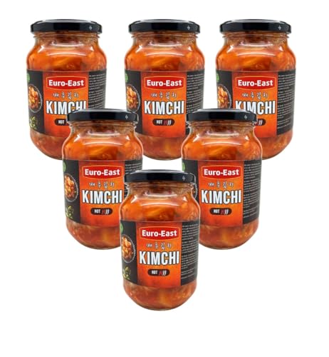 Euro-East Kimchi 6er-Pack im Glas x 440g | Eingelegter Kohl im koreanischen Stil | Vegan, glutenfrei, mittlere Schärfe für europäischen Geschmack (6x440g) von Euro-East