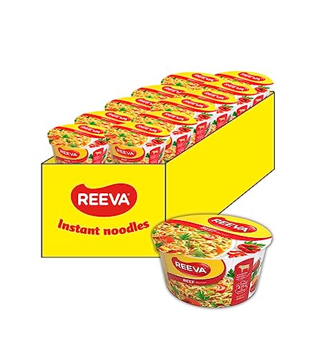 Reeva Instant Nudeln Rindfleischschmak BigCup 75g x 24 | Instant nudelsuppen | In nur 5 Minuten fertig – Einfach heißes Wasser hinzufügen von Euro-East