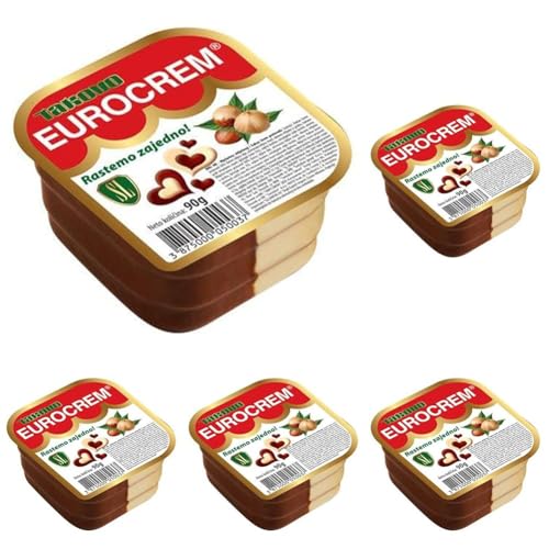 Eurocrem Brotaufstrich, Kakaokrem, Milch und Haselnuss, 90 g (Packung mit 5) von Eurocrem