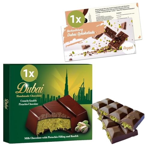 12x Dubai Schokolade - mit Pistazie & Kadayif nach original Rezept -100 gr. Vollmilchschokolade (12x) von Everhomely