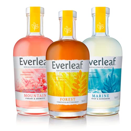 Everleaf Sammelpackung alkoholfreie Spirituosen, kalorienarm und vegan, alkoholfreie Gin-Alternative, ideal für die Herstellung von alkoholfreien Spritz-Getränken, 3 x 50 cl von Everleaf