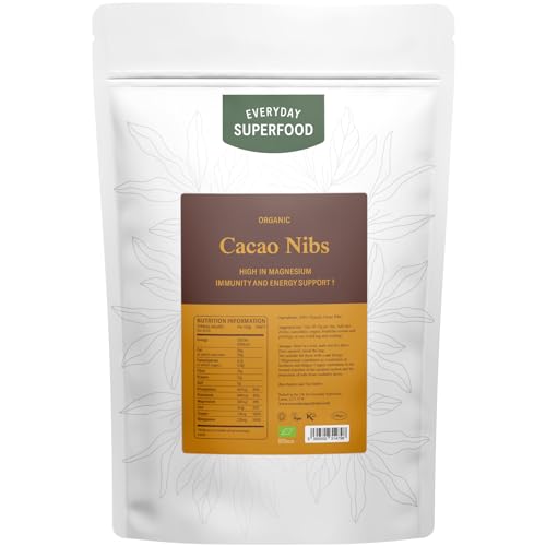 Bio-Kakao-Federn 1,8 kg Premium aus peruanischen Theobroma Cacao Beans Everyday Superfood Cacao Nibs ist Vollnahrung roh und zertifiziert biologisch und vegan von Everyday Superfood