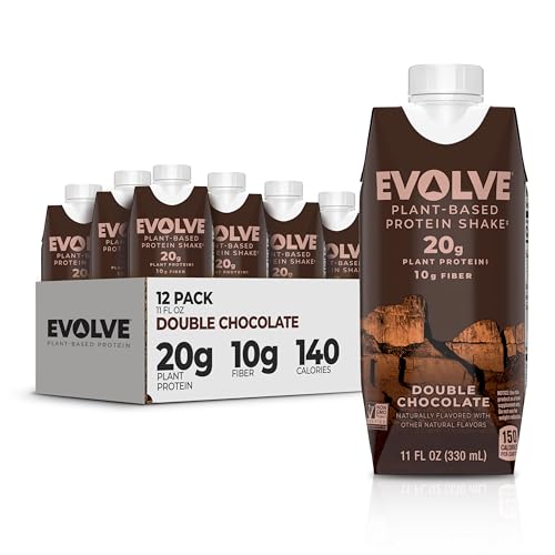 Evolve Plant-Based Protein Shake, Double Chocolate, 20g Protein, 11 Fl Oz, 12 Pack (Formula May Vary) von Evolve