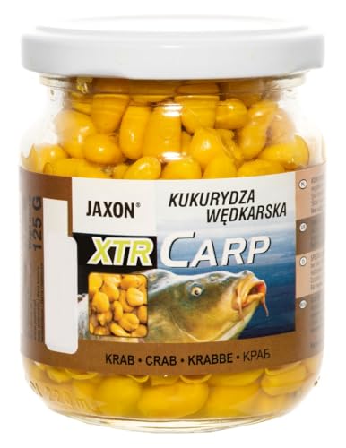 Jaxon XTR Carp stark aromatisierter Mais in 12 Geschmacksrichtungen im Krug 125g Karpfenangeln Karpfenfischen Grundfutter (Krabbe FX-CB07) von Jaxon