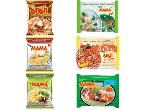 30 Stück MaMa Instant Nudelnsuppe Mischung/6 Sorten x 5er Pack/Thailändische Instant Nudeln aus 6 verschiedenen Geschmacksrichtungen von ExoticGoods CHS