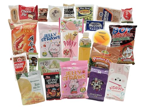 ExoticGoods CHS - BAKI BOX - Asiatische Süßigkeiten ausgefallene 20 beliebte Snacks: Jelly Straws, Pocky, Mochi, Chips, Cracker, Sweets von ExoticGoods CHS