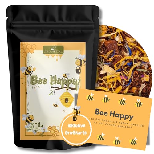 Bee Happy Tee - Dankeschön Tee Geschenk Teegeschenk Herzensmensch Kleines Dankeschön Day Tea Gift Set für einen lieben Menschen - 70 g Kräutertee von Exploritea