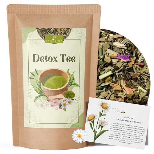 Detox Tee zum Abnehmen und Entgiften – Kräutertee mit grüner Mate, Ingwer, Zitronenmelisse und mehr – 150 g für 30 Tage von Exploritea