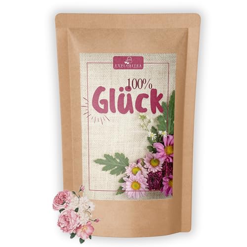 EXPLORITEA 100% Glück Früchtetee – Aromatische Apfel-Vanille-Zitrusmischung im ZIP-Lock Kraftpapierbeutel, 70g. Natürlicher Genuss, ideal als Geschenk für Teeliebhaber und für besondere Glücksmomente von Exploritea