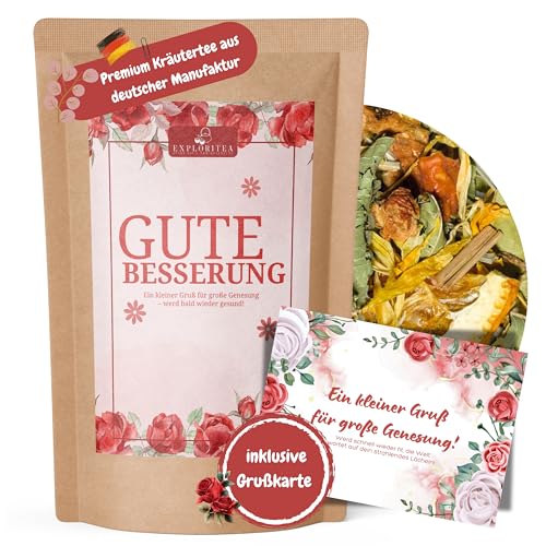 "Gute Besserung Tee" - Gute Besserung Teegeschenk Krankenhaus Geschenk "Werd Bald Wieder Gesund" Tee als gute Besserung oder Gesundheit Geschenk Frau, Beste Freundin, Mann Freund von Exploritea