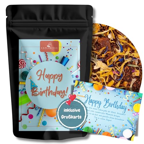 "Happy Birthday" Tee - Dankeschön Tee Geschenk Teegeschenk Herzensmensch Kleines Dankeschön Day Tea Gift Set für einen lieben Menschen - 70 g Kräutertee von Exploritea