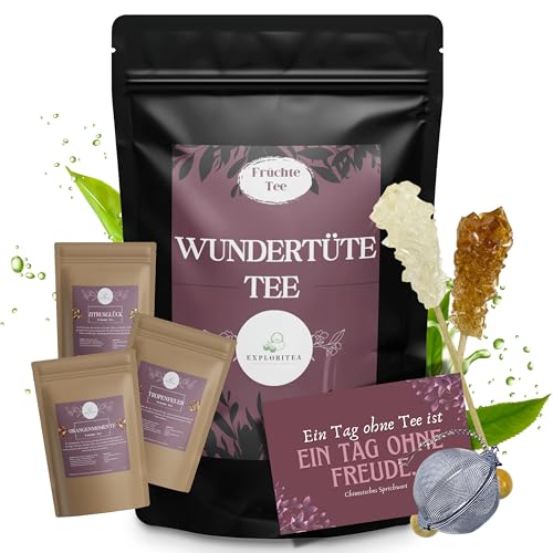 Tea Tasting Set Früchte Tee - Tee Geschenkset mit 3 Früchtetees aus aller Welt, inkl. Teeei, Luxuriöses Tee Probierset, Wundertüte Geschenktüte Früchtetee, Geschenk Set mit 3 Frucht Tees von Exploritea