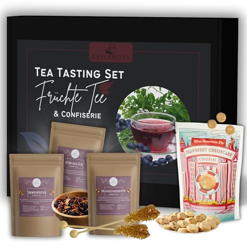 Tea Tasting Set Geschenkset mit 3 exklusiven Tees Luxuriöses Tee Probierset für Genießer (Früchtetee & Confiserie) von Exploritea