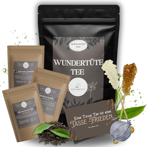 Tea Tasting Set Schwarzer Tee - Tee Geschenkset mit 3 Schwarztees aus aller Welt, inkl. Teeei, Luxuriöses Tee Probierset, Wundertüte Geschenktüte Schwarz Tee, Geschenk Set mit 3 Schwarzen Tees von Exploritea