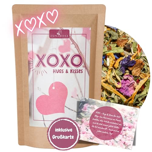 "XOXO – von Herzen für dich" - Best friends Geschenk für die beste Freundin Freund Teegeschenk Herzensmensch Galentines Day für den besonderen Menschen, dem Du Liebes wünscht - 70 g Kräutertee von Exploritea