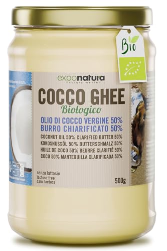 Exponatura Bio-Ghee - Geklärte Butter nach alter ayurvedischer Rezeptur - nur aus der Milch von Weidekühen - laktosefrei, extrem bekömmlich (500 g, Ghee-Kokos blend) von Exponatura