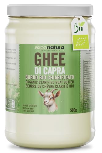 Exponatura Bio-Ziegen-Ghee - Geklärte Ziegenbutter - Reich an gesunden Fettsäuren und Vitaminen - Ideal für Paleo und Keto - Ayurvedische Tradition - Ghi (500 g) von Exponatura