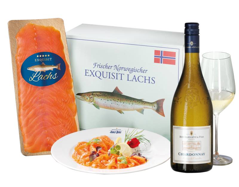 Frischer norwegischer Lachs & feinster Chardonnay von Exquisit Lachs