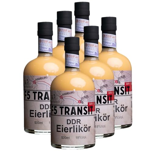 DDR Eierlikör ORIGINAL 6 x 0.5l (18% Vol) No. 5593 - DDR Edition | F5 Transit | Eierlikör mit Rum und Vanille, nach DDR-Rezept hergestellt - Ration von F5