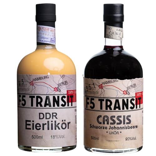 DDR Eierlikör & Cassis Schwarze Johanisbeere Likör (Spar-Set) - F5 Transit - Eierlikör nach DDR-Rezept und Johannisbeerlikör im Set von F5