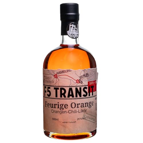 Feurige Orange Likör 0.5l (20% Vol) No. 5542 - Fruchtiger Orangenlikör mit Chili verfeinert - F5 Transit von F5