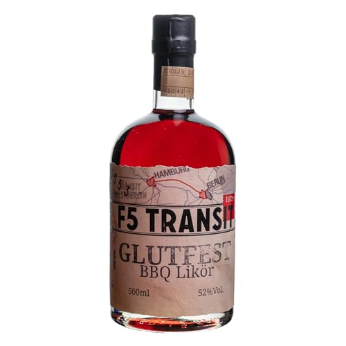 Glutfest BBQ Likör 0.5l (52% Vol) No. 5553 - Orange-Ingwer-Rum-Likör - F5 Transit - Der ideale Schnaps zum/beim und nach dem Grillen - Auch zum flambieren geeignet. von F5