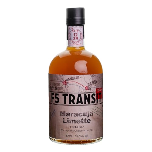 Maracuja Limette Likör 0.5l (15% Vol) No. 5546 | F5 Transit | Premium Likör von fruchtiger Maracuja, feiner Vanille und saftigen Limetten von F5