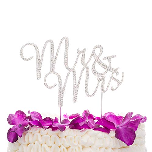 Tortenaufsatz für Hochzeitstorten mit Strass-Steinen, für Kuchen/Desserts, silberfarben von FABSELLER
