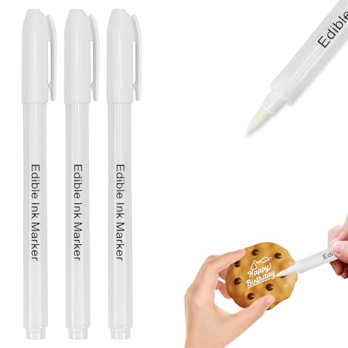 FANWINKJ 3pcs weiße Lebensmittelfarbe Stift, weißer Zuckerguss Stifte für Kuchen dekorieren, weiß essbare Farbe Stift für DIY Dekoration Cookies, Kuchen, Fondant, Desserts von FANWINKJ