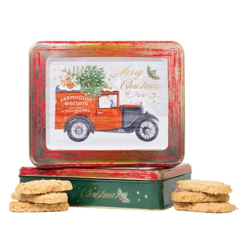 Farmhouse Biscuits | Englische Haferkekse Metalldose | Englische Weihnachtskekse - 400 Gr | Keksdose aus Blech mit Reliefverzierungen von FARMHOUSE BISCUITS