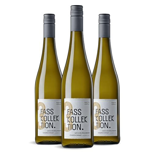 FASSKOLLEKTION No. 3 Weissburgunder Chardonnay - Weißwein trocken, mineralisch, aromatisch - deutscher Qualitätswein, Badischer Wein vom Anbaugebiet Oberrotweil am Kaiserstuhl (3 x 0,75 l) von FASSKOLLEKTION