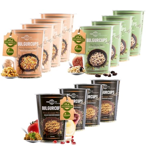 FEELNATURE Bulgurcups, das neue vegane Instant-Fertiggericht | 12er Try-Me-Set mit Kisir, Vegetables & Subtropical | Ohne Palmöl, Geschmacksverstärker & künstlichen Aromen | Köstlich orientalisch von FEELNATURE ...die feine Art zu genießen.