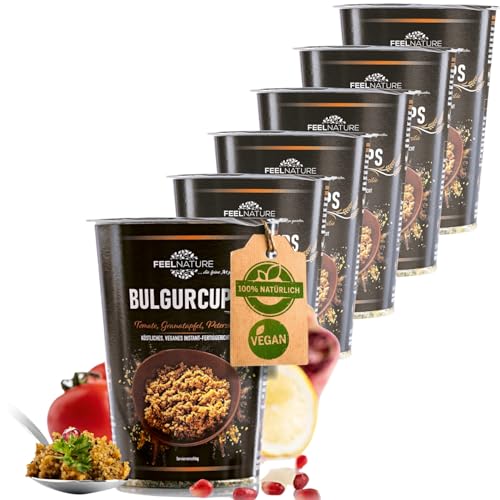 FEELNATURE Bulgurcups, das neue vegane Instant-Fertiggericht | 6x Kisir - Bulgur mit Tomate, Granatapfel & Petersilie | Ohne Palmöl, Geschmacksverstärker & künstlichen Aromen | Köstlich orientalisch von FEELNATURE ...die feine Art zu genießen.