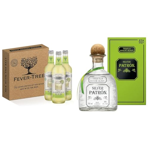 Fever-Tree Classic Margarita Mixer 3 x 500ml mit PATRÓN Silver Premium-Tequila 40% Vol., 70 cl/700 ml von FEVER-TREE