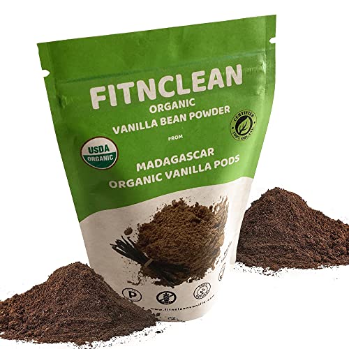 Fitnclean Vanilla Bean Powder Madagaskar Bio-Vanillebohnen-Pulver, zertifiziert USDA-Bio, Gemahlene ganze Gourmetkapseln von FITNCLEAN VANILLA, roh, natürlich, rein, ungesüßt, ohne Zusatzstoffe, gentechnikfrei von FITNCLEAN HERBS AND SPICES