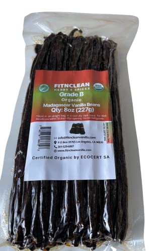 Fitnclean Vanillebohnen Madagaskar Extrakt Güteklasse B | 12,7 cm - 17,8 cm für Paste und Backen (0,9 kg) von Fitnclean Vanilla | Ganze GMO Bourbon Pods von FITNCLEAN HERBS AND SPICES