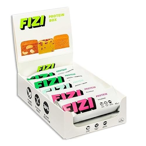 FIZI Protein Riegel ohne Zucker – Variety Pack 10x45g – Vegane Proteinriegel, Glutenfrei, 12g Hochwertiges Pflanzenprotein, ohne Raffinierten Zucker – Perfekter Protein-Snack für Unterwegs! von FIZI