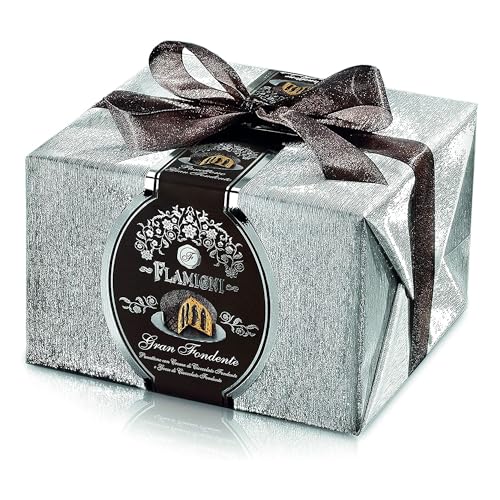 FLAMIGNI, Artisan Grand Dark Panettone mit Kakaocreme und dunklen Schokoladentropfen, glasiert mit Schokolade und dunklen Schokoladenflocken, Weihnachtspaket, 950 gr von FLAMIGNI