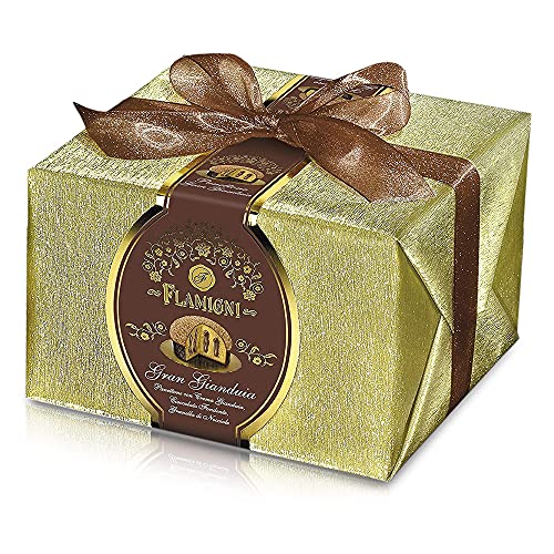 FLAMIGNI, Artisan Panettone Gefüllte Gran Gianduia mit köstlicher Gianduia-Creme, glasiert mit extra dunkler Schokolade und Knusprigen Haselnusskörnern, Spezielle Weihnachtsgeschenkbox, 950 gr von FLAMIGNI