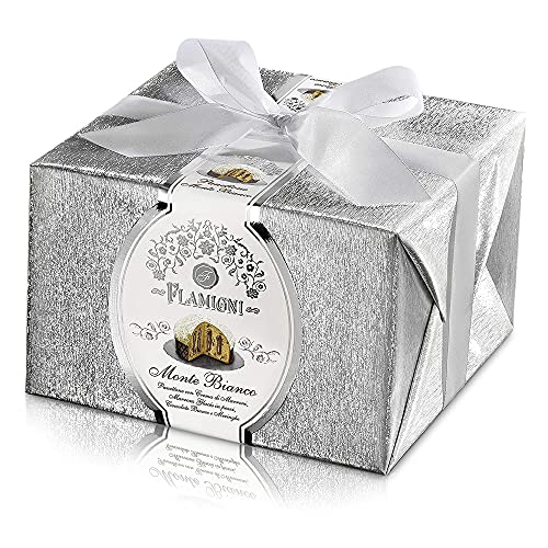 FLAMIGNI, Artisan Panettone Gefüllter Mont Blanc mit Kastaniencreme und Marrons Glacés, glasiert mit weißer Schokolade und knusprigen Baisers, besondere Weihnachtsgeschenkbox, 950 gr von FLAMIGNI