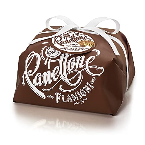 FLAMIGNI, Artisan Panettone mit Dark Chocolate Drops, Glasiert mit Haselnüssen und Mandeln, ohne Rosinen und Kandiert, Handverpackt Verpackung Ideales Kuchen als Geschenke, 1kg von FLAMIGNI