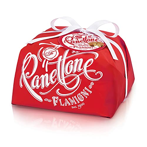 FLAMIGNI, Traditionell Glasierter Handwerklicher Panettone mit Kandierten Orangen und Sultaninen-Rosinen, mit Haselnuss-, Armelline und Zuckerglasur, 1kg von FLAMIGNI