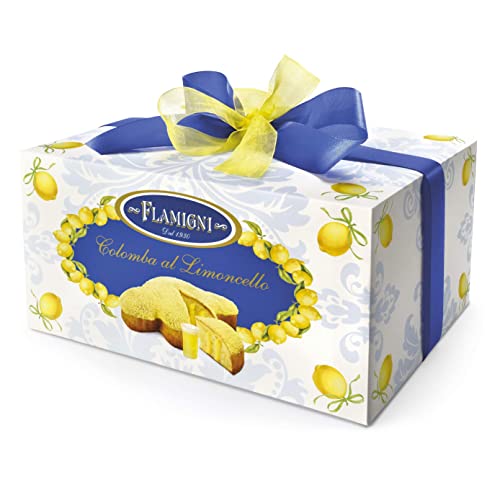 FLAMIGNI Oster Colomba Gefüllt mit Limoncello Pudding 950 g, Handwerklichem Dessert, Weichem und Zartem Teig, Bedeckt mit Weißer Schokolade, ohne Süßigkeiten und Mandeln, Made in Italy von FLAMIGNI