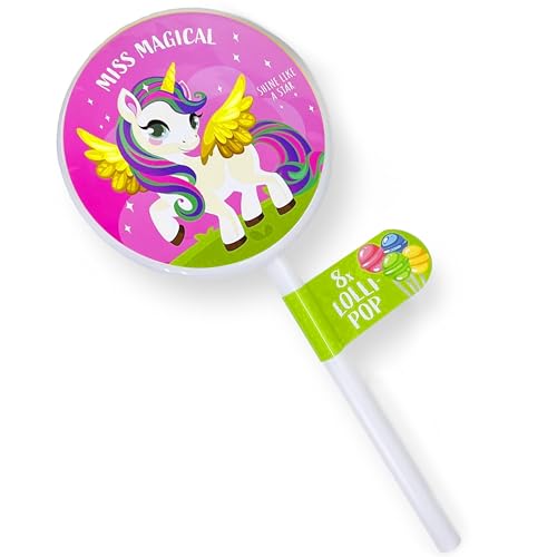 Beckys XXL-Lollipop, Riesenlutscher Animal "Miss Magicial" Einhorn in rosa mit 8x8g Lollies in mehreren Geschmacksrichtungen, perfekt als Mega Lollipop für Kindergeburtstage, Vegan, glutenfrei & halal von FLAMINGO ON THE BEACH