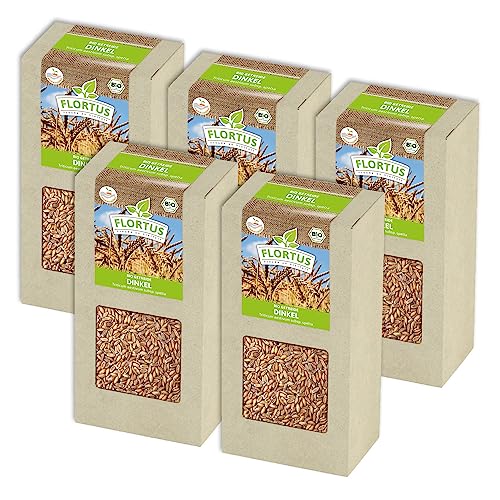 FLORTUS BIO Dinkel Getreide Samen 1kg | Alte Sorten Urgetreide zur Herstellung von Dinkelmehl Nudeln Brot Müsli & Microgreens | Sprossen Samen von FLORTUS Freude an Vielfalt